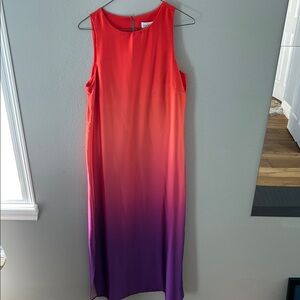 Red and Purple Sleeveless Halter Sheath Dress for Resort Wear
